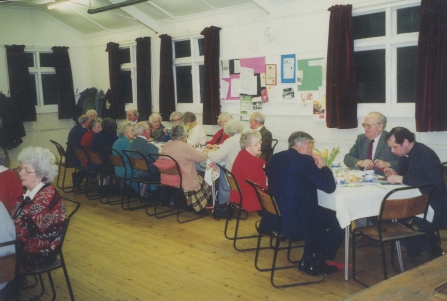 Gringley Methodist Congregation Village Hall before blue chairs OAP Xmas Party